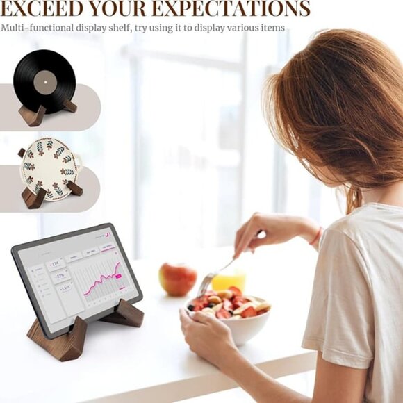 NEW Wooden Cookbook Holder, Rustic Cook Book Holder Stand - Rustic Brown - Picture 5 of 9